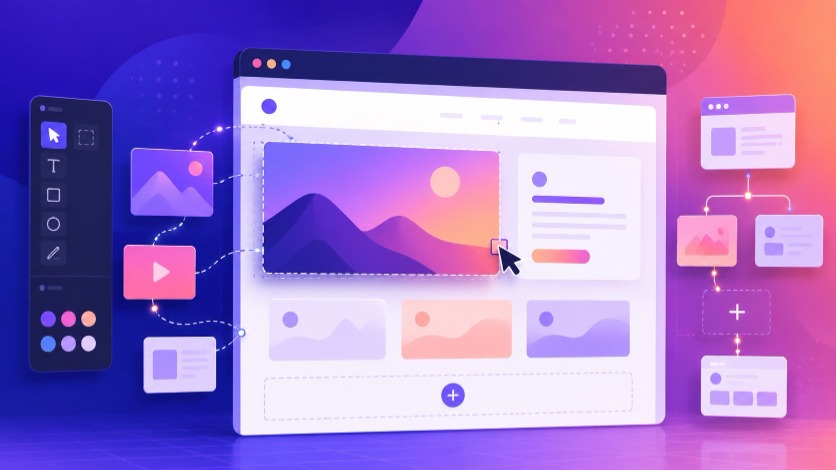 Building a website without code — browser window assembled from Figma design blocks in Framer