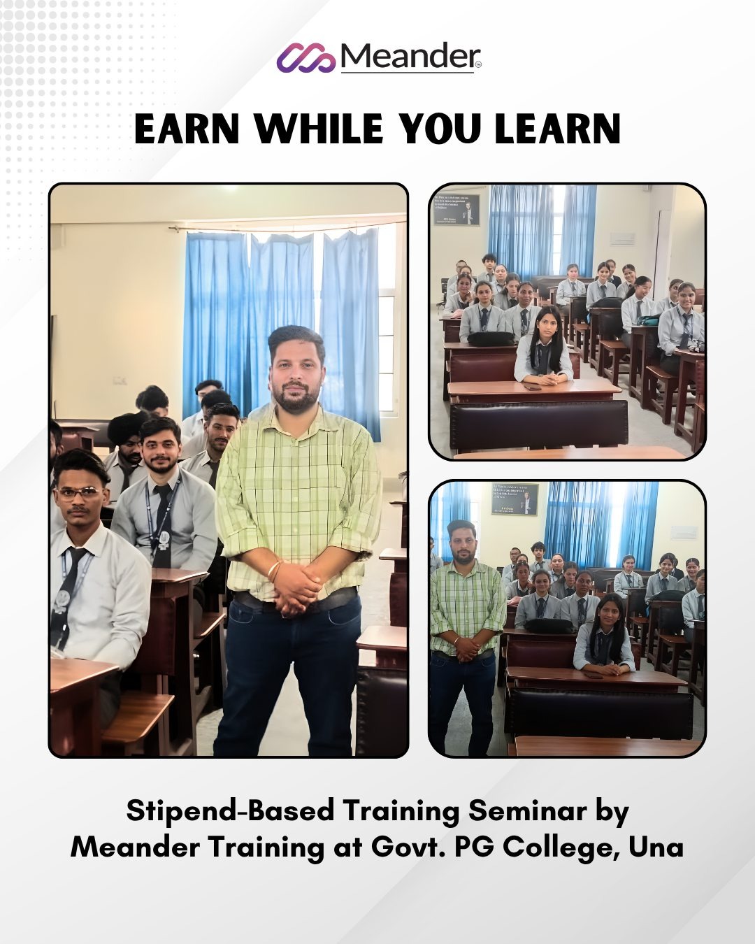 Stipend-Based Training Seminar at Govt. PG College, Una - Meander Training