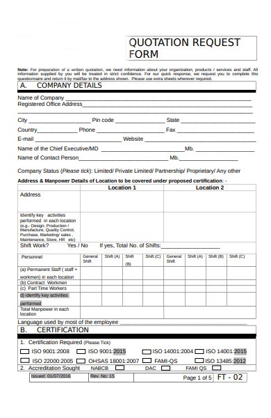 quotation request form