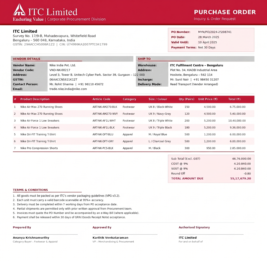 purchase order sample