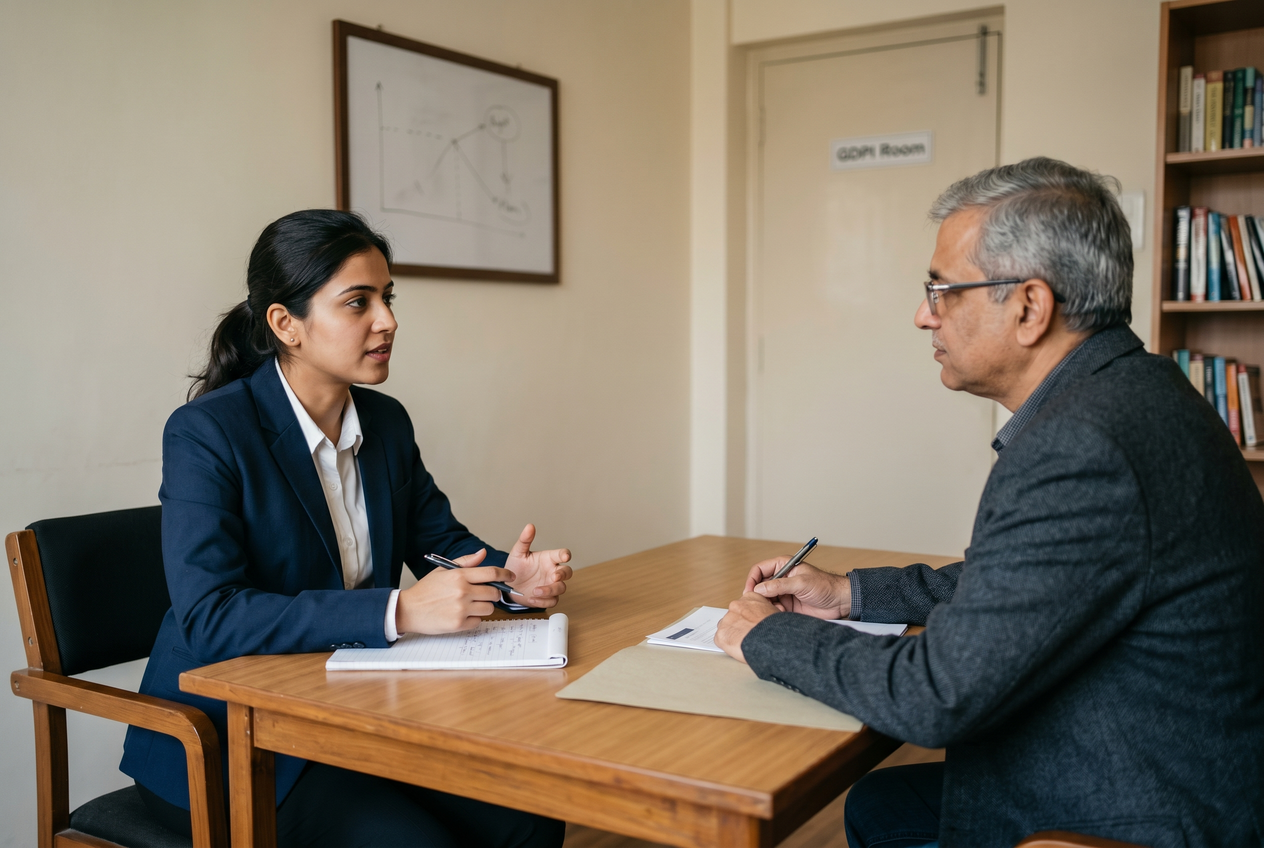 Candidate in a mock interview session with a mentor