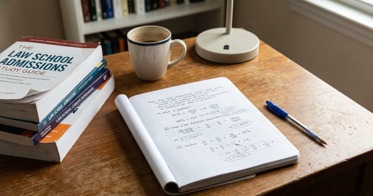 An open notebook on a desk with handwritten percentage calculations