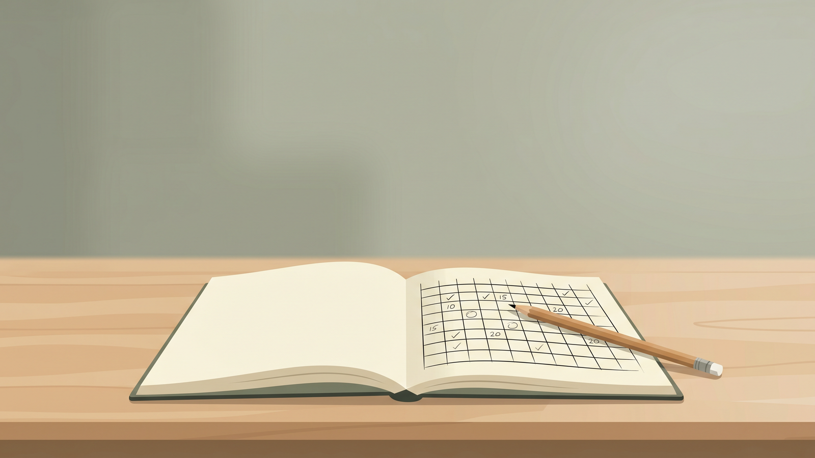  Hero  ready Article hero 1600×900 A clean study desk with an open notebook showing a hand-drawn grid and pencil marks.