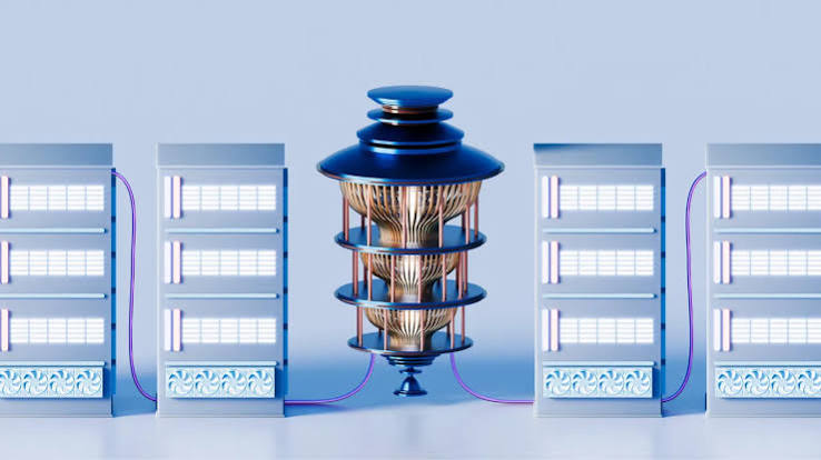 Close-up of quantum processor wiring