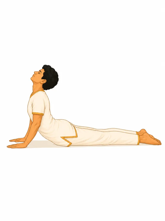 Person performing Bhujangasanam, the cobra pose, in Surya Namaskaram
