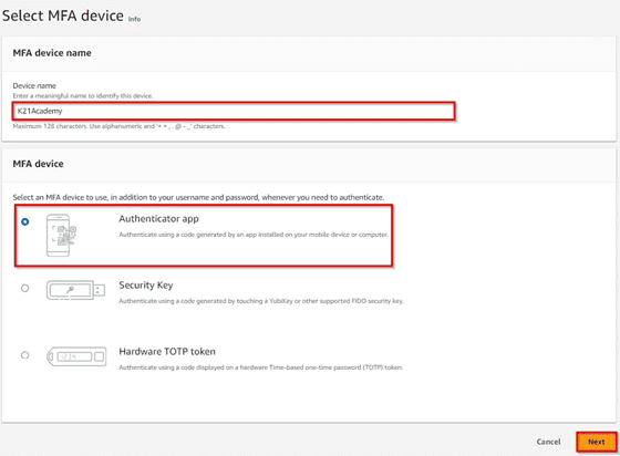 MFA Device Setup