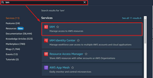 Navigate to IAM