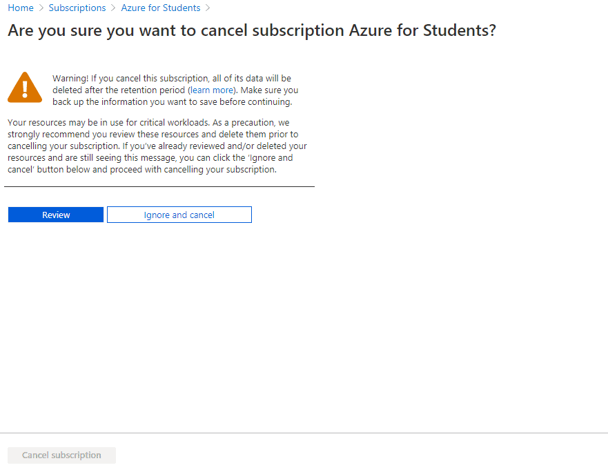 Confirm Subscription Cancellation