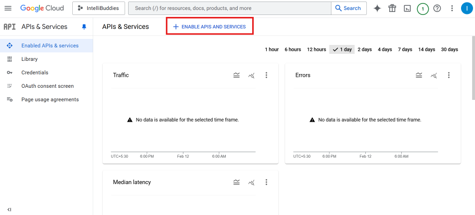 Enable API and Services in GCP Console