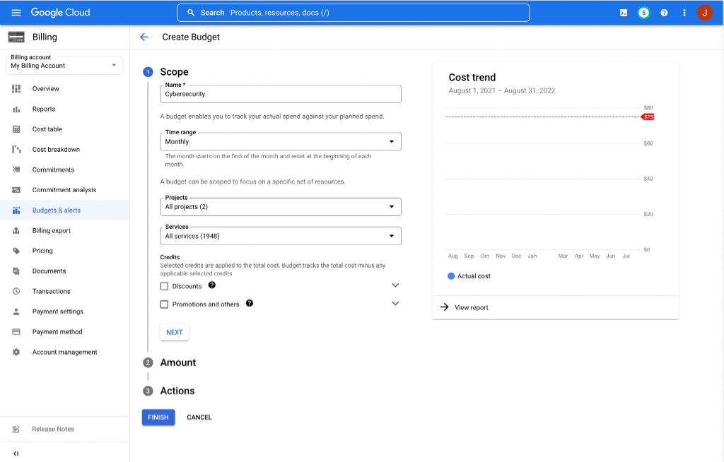 Define GCP Budget Name and Scope