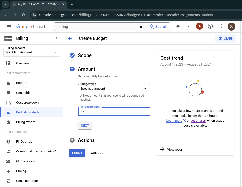 Set GCP Budget Target Amount