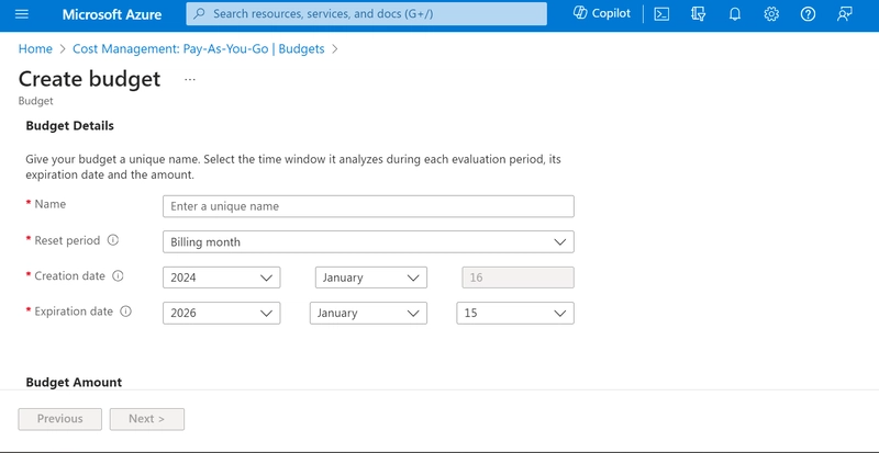 Add Budget in Azure Cost Management