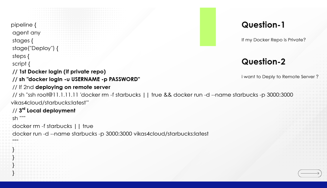 Scripted Pipeline for Private Docker Repos and Remote SSH Deploy