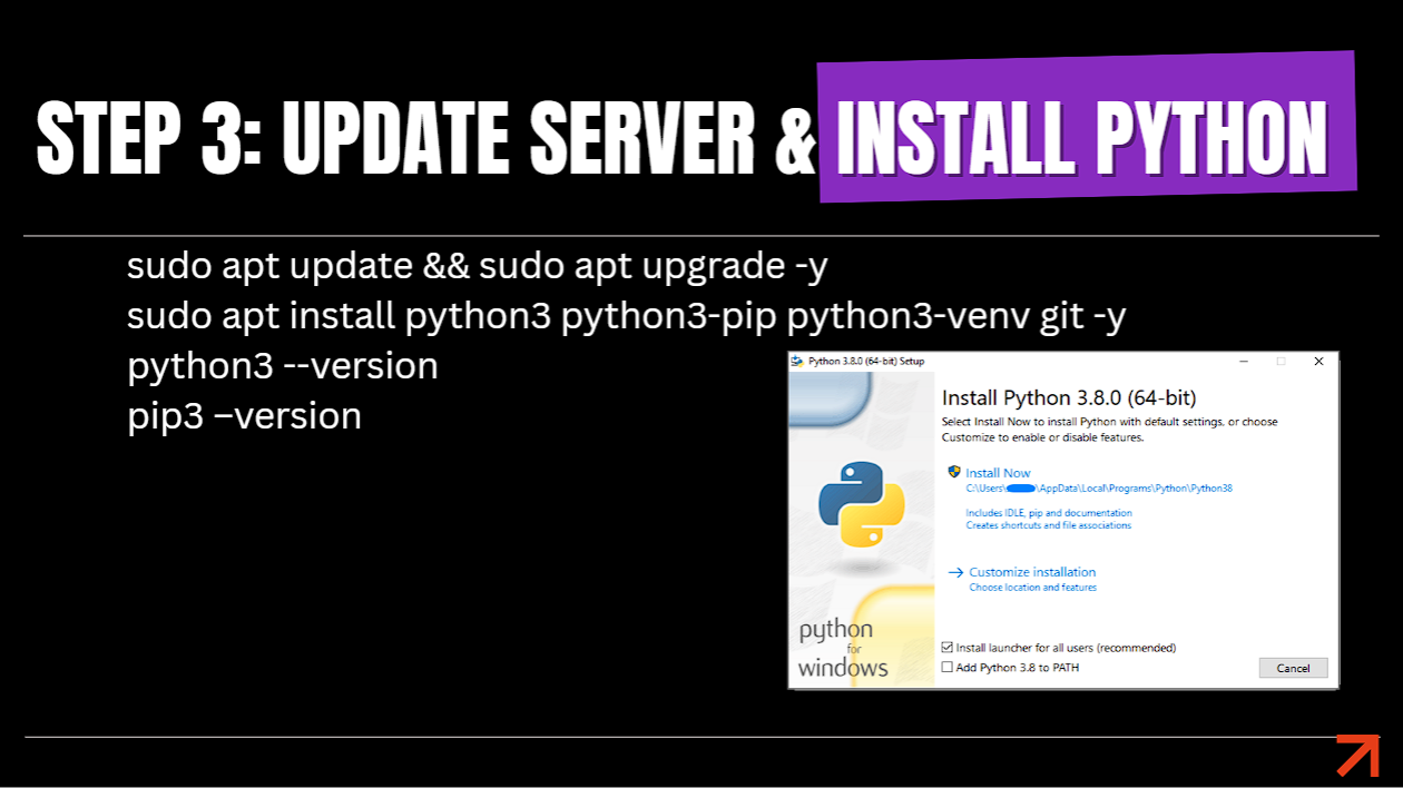 Step 3 Update Server and Install Python 3