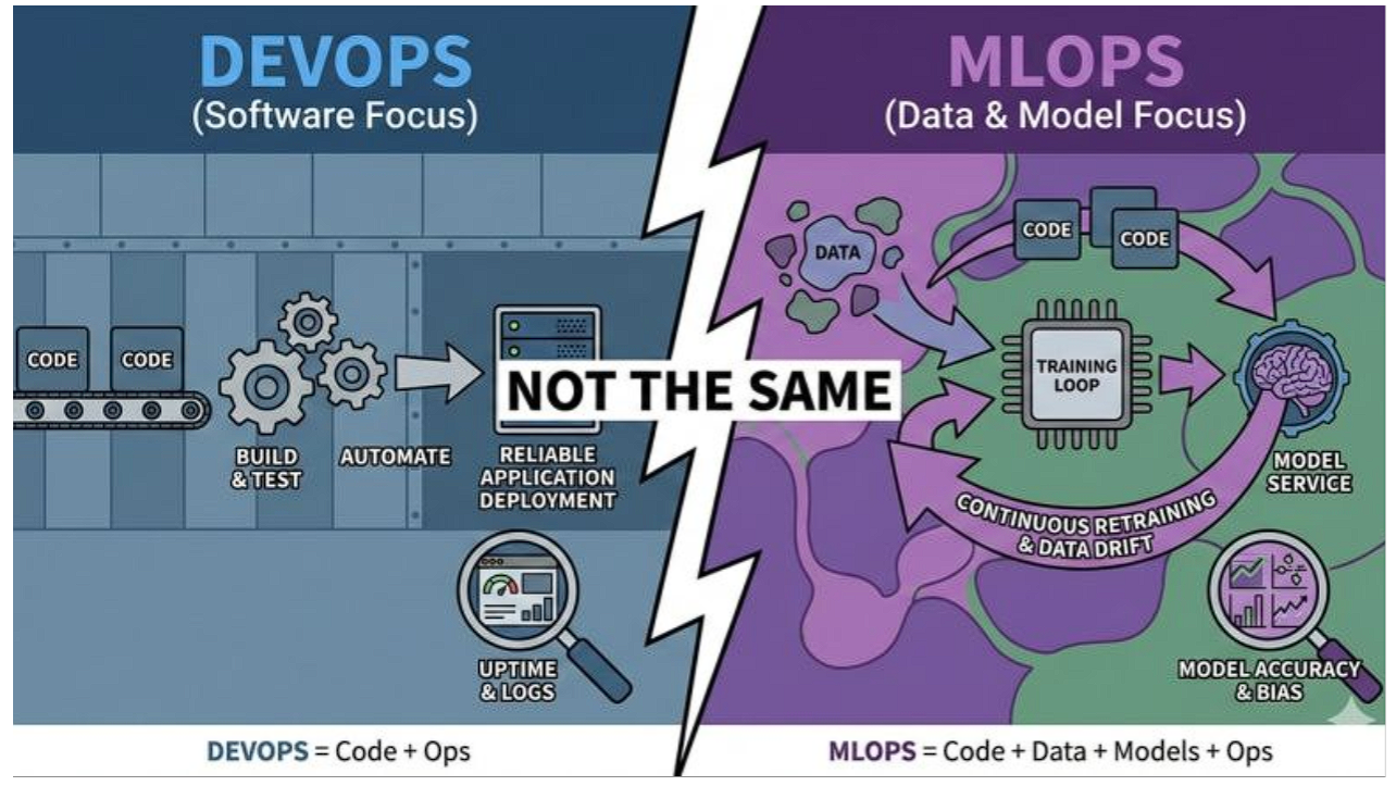 DevOps Software vs MLOps Data & Model Focus