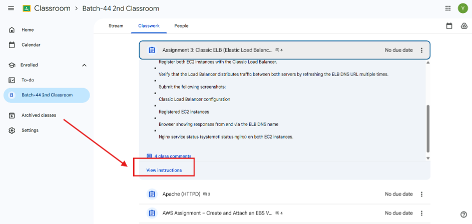 Clicking View Instructions to open Submission Page