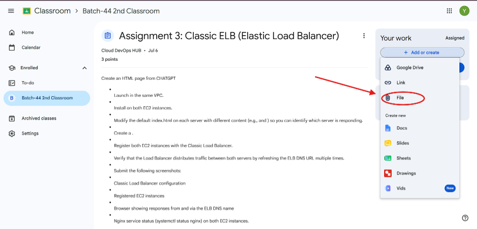 Selecting File from Add or Create Dropdown Menu