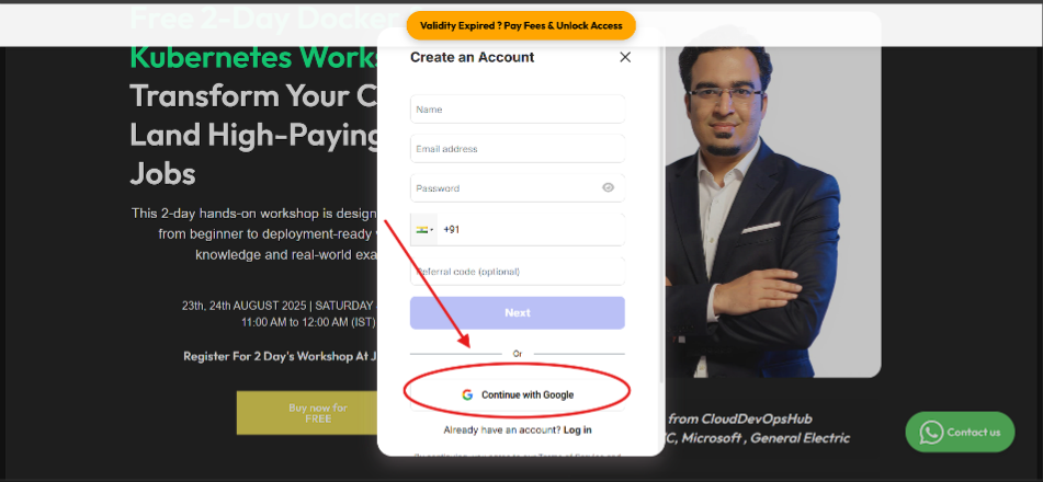 Step 2 Sign in with Google on CloudDevOpsHub