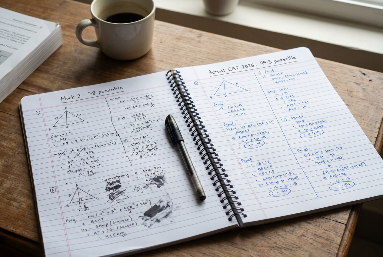 A CAT 2026 aspirant mapping a 16-week study plan around a diagnostic score.