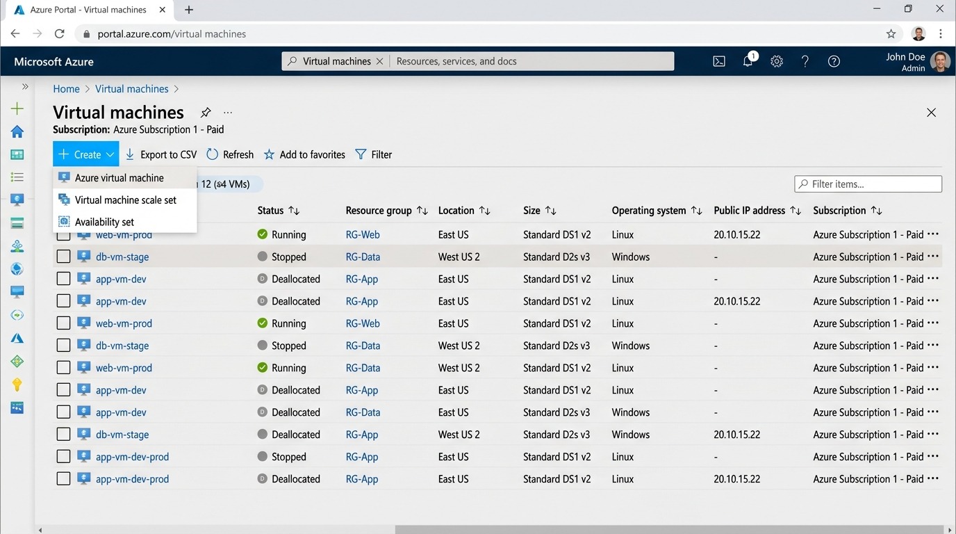 Azure Portal Virtual Machines - Create Azure Virtual Machine