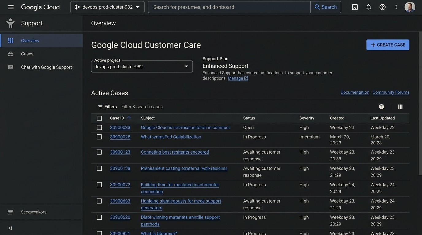 GCP Customer Care Support Overview Dashboard