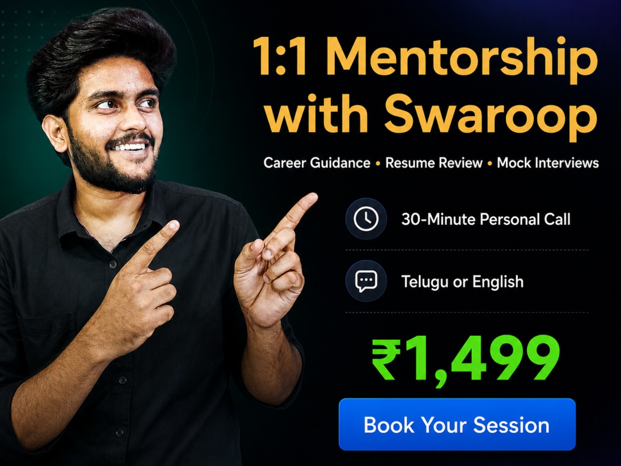 1:1 Mentorship with Swaroop - 30-minute personal call, ₹1,499