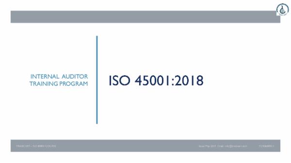 ISO 45001:2018 Internal Auditor Course cover