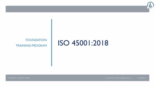ISO 45001:2018 Foundation Course cover
