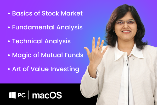Basics Of Stock Market + Fundamental Analysis + Technical Analysis +Magic of Mutual Funds + Art of value Investing (For Windows PC and macOS) (BOSM +FA + TA + MMF + AOVI - English) cover