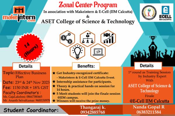 An Effective Business plan Training Course: Makeintern & E-Cell (IIM Calcutta): 1123 cover