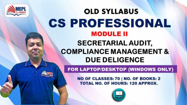 CS PROFESSIONAL - MODULE 2 - SECRETARIAL AUDIT, COMPLIANCE MANAGEMENT & DUE DELIGENCE - FOR LAPTOP/DESKTOP (WINDOWS ONLY) cover
