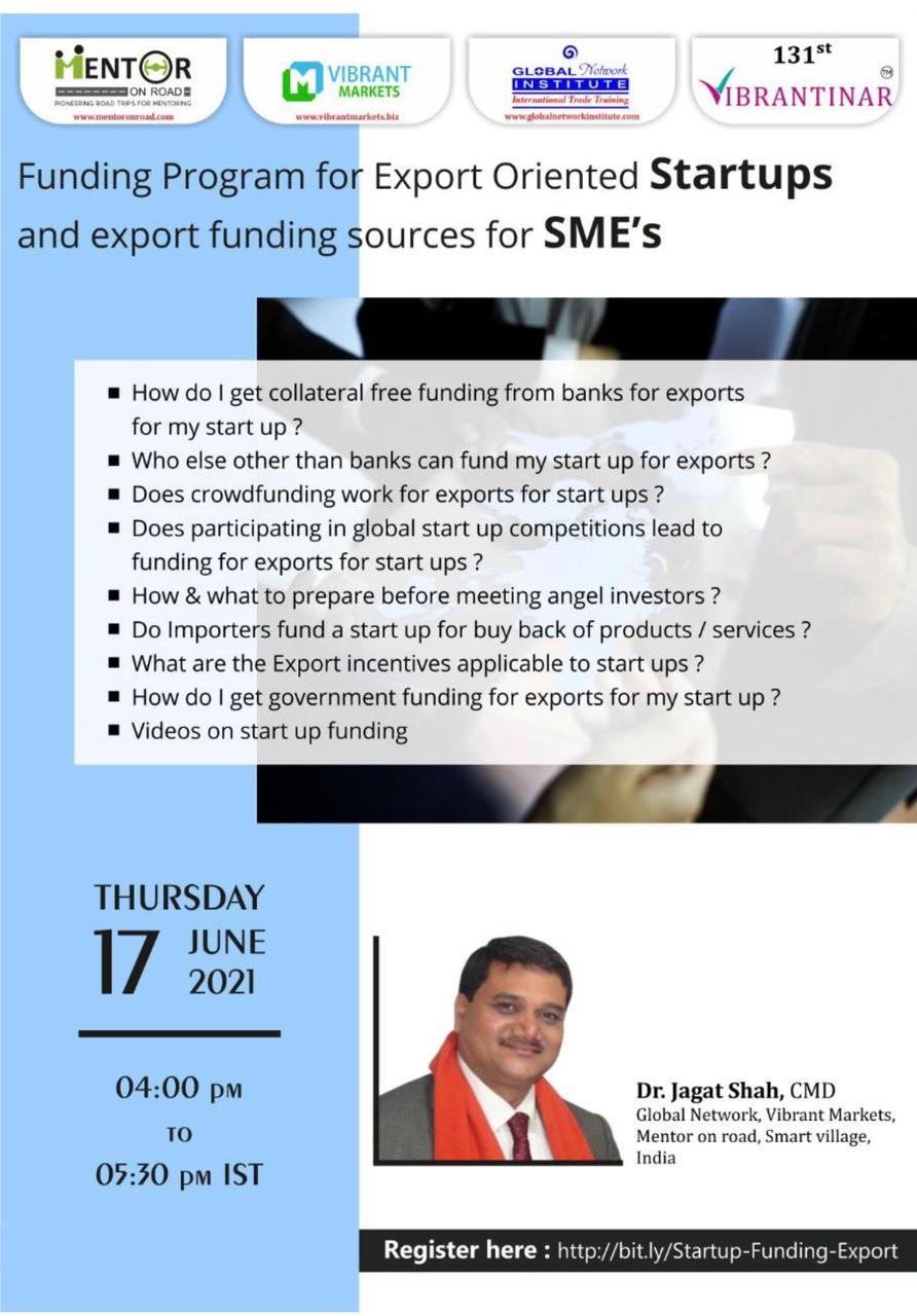Funding Program For Export Oriented Startups And SME'S Wanting To Start Exports cover