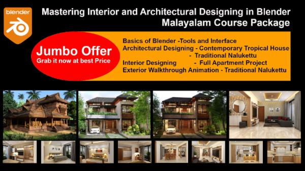 Mastering Interior and Architectural Designing in Blender - Malayalam Course Package cover