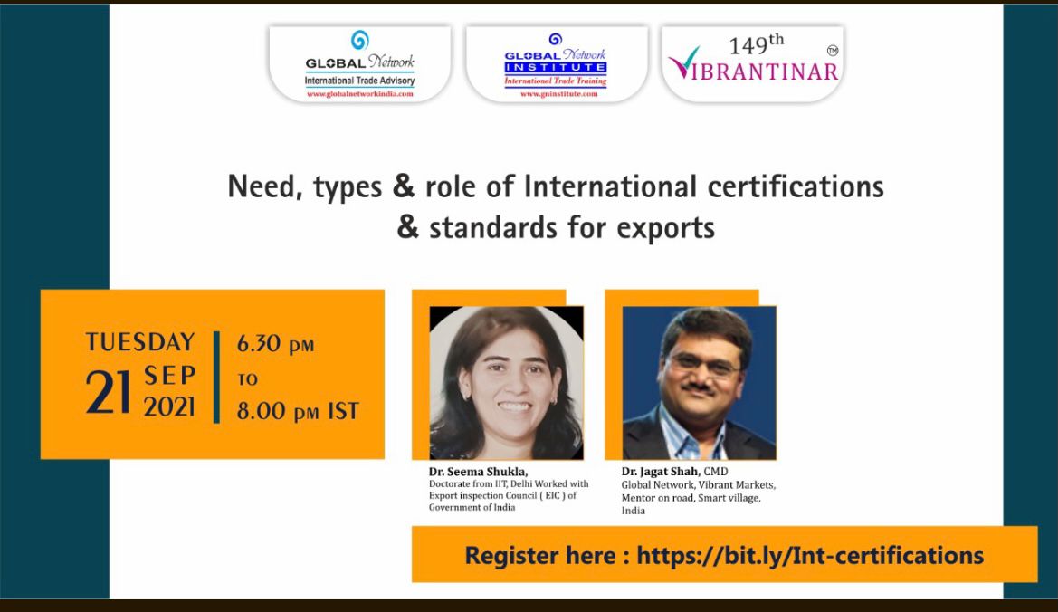 Need, types and role of international certifications and standards for exports cover