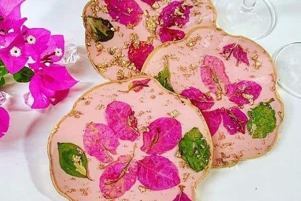 Replay - Resin Coasters with Bougainvillea Flowers cover