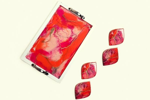 Replay - Resin Art on Tray and Coasters cover