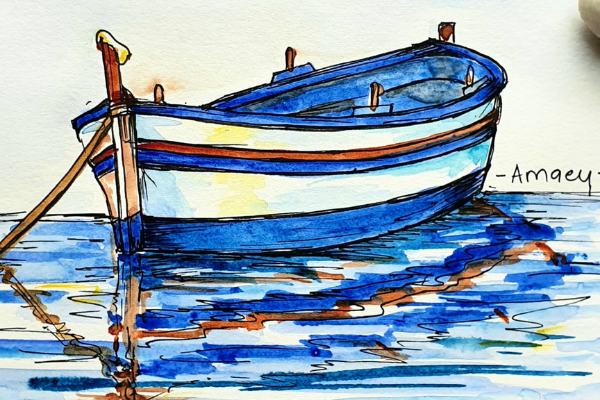 Replay - Boat Illustration with Watercolor and Ink cover