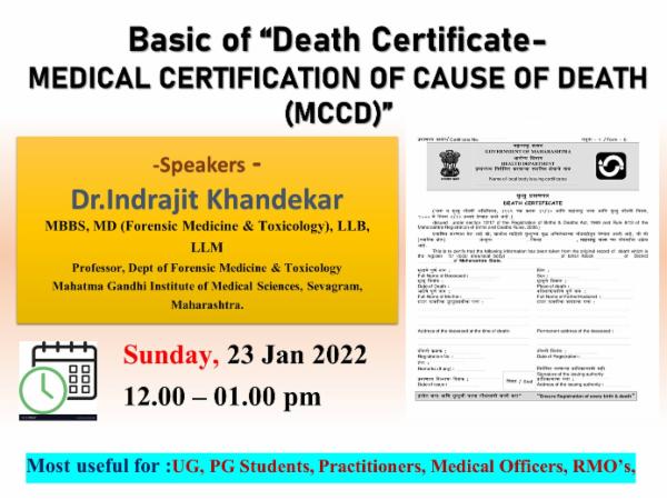 Basic of “Death Certificate- MEDICAL CERTIFICATION OF CAUSE OF DEATH (MCCD)” cover