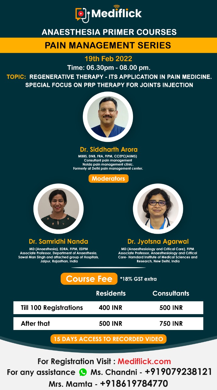Pain management series - Guest Lecture on PRP/ Regenerative Therapy cover