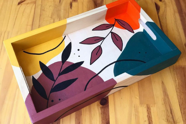 Replay - Minimalist Abstract Art on Tray cover