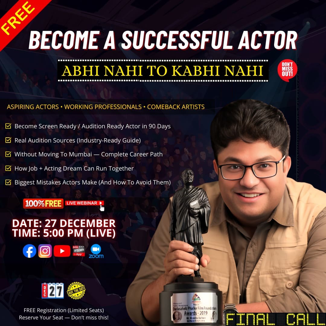 Become A Successful Actor - India's Biggest Acting Masterclass LIVE 28th December'2025 @ 12PM cover