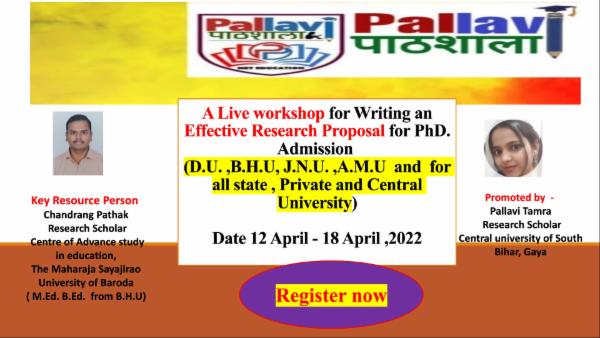 A workshop for Writing an Effective Research Proposal for PhD. Admission cover