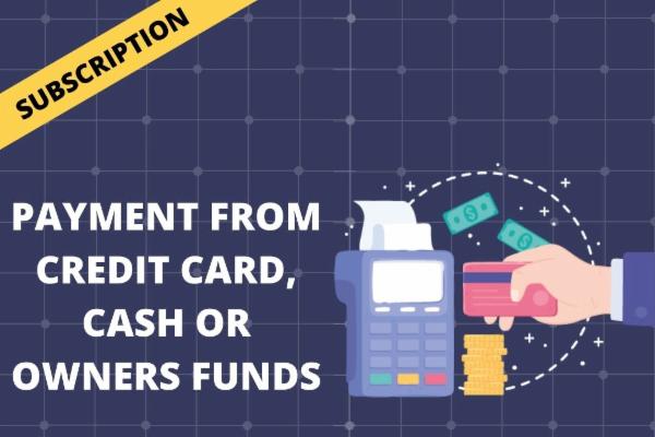 PAYMENT FROM CREDIT CARD, CASH OR OWNERS FUNDS cover