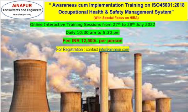 “ Awareness cum Implementation Training on ISO45001:2018 Occupational Health & Safety Management System” (With Special Focus on HIRA) cover