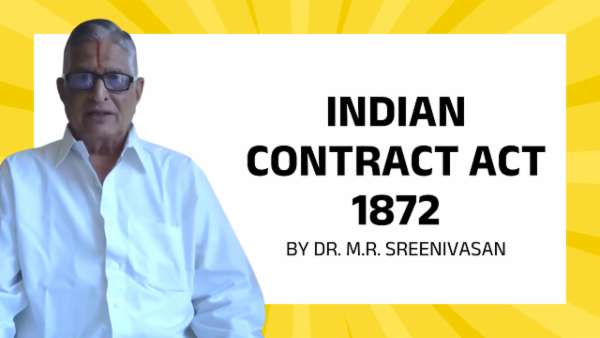 Indian Contract Act 1872 - by Dr. M.R. Sreenivasan sir cover