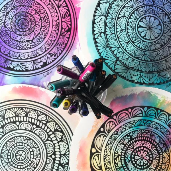 Learn mandala and fun watercolor background recorded class cover