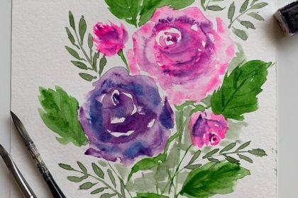 Recording - Watercolor Rose Boquet Painting cover