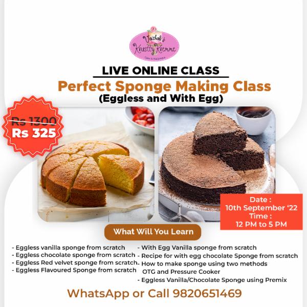 Perfect Sponge Making course (Eggless and With Egg) - Live Online cover