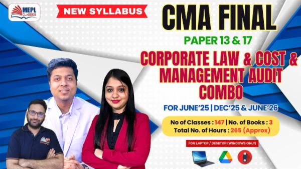 CMA FINAL (NEW) - PAPER 13 & 17 - LAW AND COST & MANAGEMENT AUDIT(BOTH GROUP COMBO) - FOR LAPTOP/DESKTOP (WINDOWS ONLY) cover