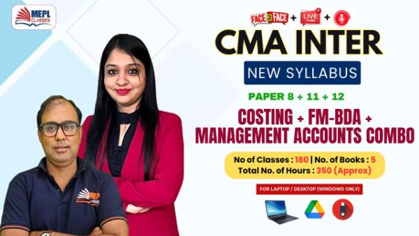 CMA INTER (NEW) - GROUP 1 & 2 - PAPER 8 + 11 + 12 - COST ACCOUNTING & FINANCIAL MANAGEMENT AND BUSINESS DATA ANALYTICS & MANAGEMENT ACCOUNTING COMBO - FOR LAPTOP/DESKTOP (WINDOWS ONLY) cover